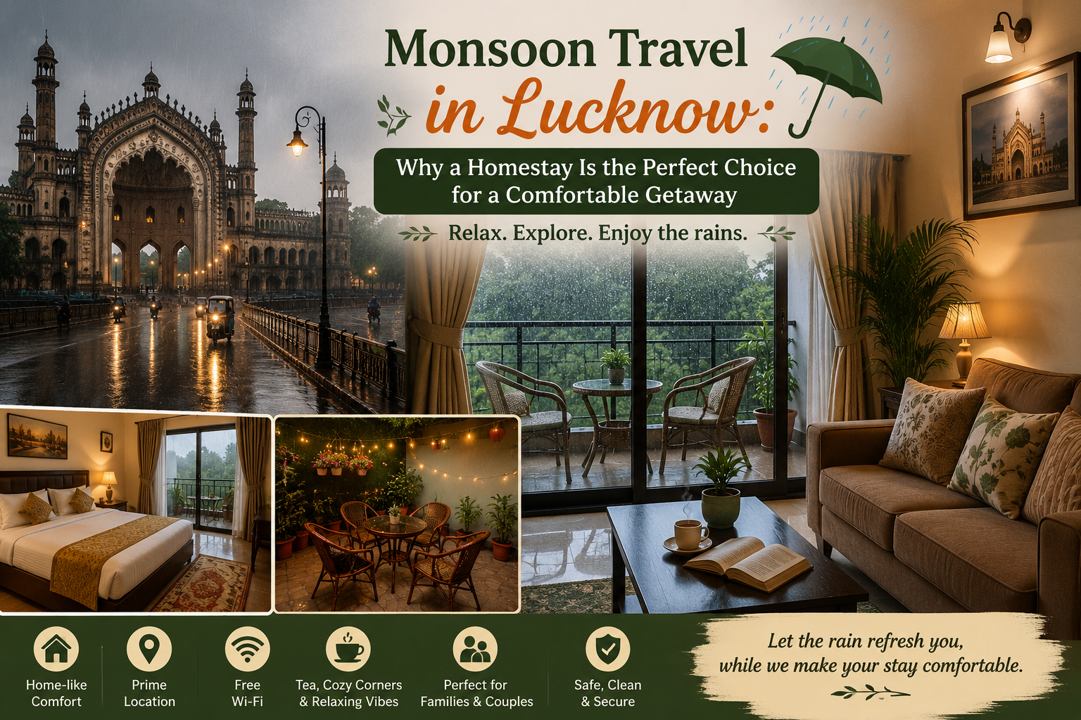 Monsoon Travel in Lucknow: Why a Homestay Is the Perfect Choice for a Comfortable Getaway